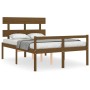 Double bed frame with honey brown wooden headboard by vidaXL, Beds and slatted bases - Ref: Foro24-3195324, Price: 154,99 €, ...