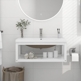 Estructura de baño con lavabo incorporado hierro blanco de vidaXL, Tocadores de baño - Ref: Foro24-3101381, Precio: 180,99 €,...