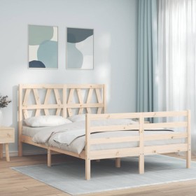 Bed frame with solid wood headboard 120x200 cm by vidaXL, Beds and slatted bases - Ref: Foro24-3194371, Price: 124,62 €, Disc...