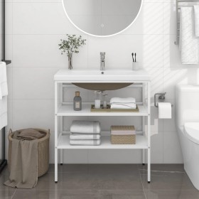 Estructura de baño con lavabo incorporado hierro blanco de vidaXL, Tocadores de baño - Ref: Foro24-3101375, Precio: 222,14 €,...