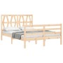 Bed frame with solid wood headboard 120x200 cm by vidaXL, Beds and slatted bases - Ref: Foro24-3194371, Price: 124,98 €, Disc...