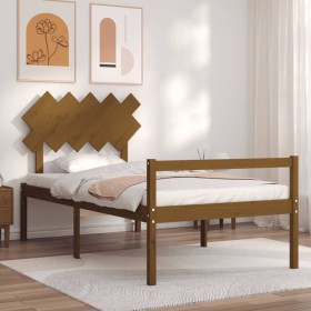 Elderly bed with honey brown wooden headboard 100x200 cm by vidaXL, Beds and slatted bases - Ref: Foro24-3195539, Price: 113,...