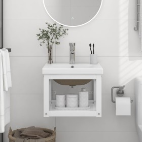 Estructura de baño con lavabo incorporado hierro blanco de vidaXL, Tocadores de baño - Ref: Foro24-3101379, Precio: 110,76 €,...