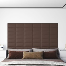 Wall panels 12 pcs brown synthetic leather 30x15 cm 0.54 m² by vidaXL, Wall covering - Ref: Foro24-343777, Price: 25,99 €, Di...