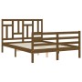 Estructura cama y cabecero madera maciza marrón miel 120x200 cm de vidaXL, Camas y somieres - Ref: Foro24-3194959, Precio: 13...