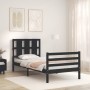 Bed frame with black solid wood headboard 90x200 cm by vidaXL, Beds and slatted bases - Ref: Foro24-3194105, Price: 125,13 €,...