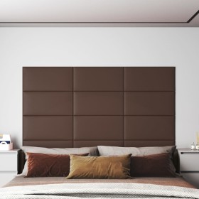 Wall panels 12 pcs brown synthetic leather 60x30 cm 2.16 m² by vidaXL, Wall covering - Ref: Foro24-343861, Price: 69,99 €, Di...