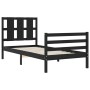 Bed frame with black solid wood headboard 90x200 cm by vidaXL, Beds and slatted bases - Ref: Foro24-3194105, Price: 125,13 €,...