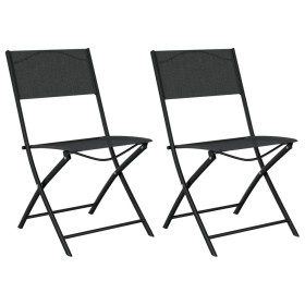 Folding garden chairs 2 units steel and black textilene by vidaXL, Garden chairs - Ref: Foro24-318766, Price: 66,01 €, Discou...