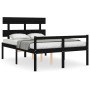 Estructura de cama con cabecero madera maciza negro 120x200 cm de vidaXL, Camas y somieres - Ref: Foro24-3195350, Precio: 127...