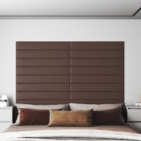 Wall panels 12 pcs brown synthetic leather 90x15 cm 1.62 m² by vidaXL, Wall covering - Ref: Foro24-343889, Price: 36,48 €, Di...