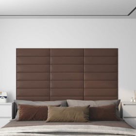 Wall panels 12 pcs brown synthetic leather 60x15 cm 1.08 m² by vidaXL, Wall covering - Ref: Foro24-343833, Price: 24,99 €, Di...