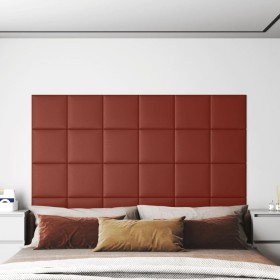 Wall panels 12 pcs red-red synthetic leather 30x30 cm 1.08m² by vidaXL, Wall covering - Ref: Foro24-343804, Price: 31,19 €, D...