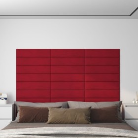 Paneles de pared 12 uds terciopelo rojo tinto 60x15 cm 1,08 m² de vidaXL, Recubrimiento de paredes - Ref: Foro24-343839, Prec...