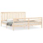 Bed frame with solid wood headboard 200x200 cm by vidaXL, Beds and slatted bases - Ref: Foro24-3194266, Price: 145,99 €, Disc...