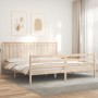 Bed frame with solid wood headboard 200x200 cm by vidaXL, Beds and slatted bases - Ref: Foro24-3194266, Price: 145,99 €, Disc...