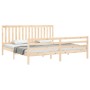 Bed frame with solid wood headboard 200x200 cm by vidaXL, Beds and slatted bases - Ref: Foro24-3194266, Price: 145,99 €, Disc...