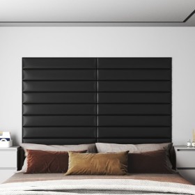 Wall panels 12 pcs black synthetic leather 90x15 cm 1.62 m² by vidaXL, Wall covering - Ref: Foro24-343883, Price: 54,83 €, Di...