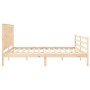 Bed frame with solid wood headboard 200x200 cm by vidaXL, Beds and slatted bases - Ref: Foro24-3194266, Price: 145,99 €, Disc...