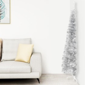 Medio árbol de Navidad artificial con soporte plateado 240 cm de vidaXL, Arboles de navidad - Ref: Foro24-344598, Precio: 22,...