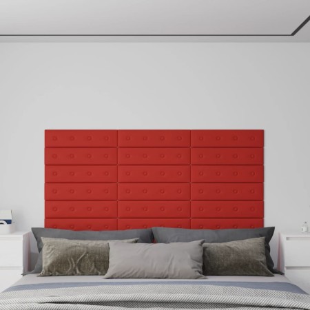 Wall panels 12 pcs red-red synthetic leather 60x15 cm 1.08m² by vidaXL, Wall covering - Ref: Foro24-343986, Price: 28,96 €, D...