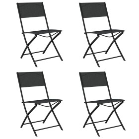 Folding garden chairs 4 units steel and black textilene by vidaXL, Garden chairs - Ref: Foro24-318767, Price: 100,09 €, Disco...