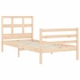 Estructura de cama con cabecero madera maciza 100x200 cm de vidaXL, Camas y somieres - Ref: Foro24-3194821, Precio: 96,99 €, ...