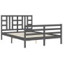 Estructura de cama con cabecero madera maciza gris 140x200 cm de vidaXL, Camas y somieres - Ref: Foro24-3193923, Precio: 160,...