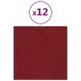 Paneles de pared 12 uds terciopelo rojo tinto 30x30 cm 1,08 m² de vidaXL, Recubrimiento de paredes - Ref: Foro24-343811, Prec...