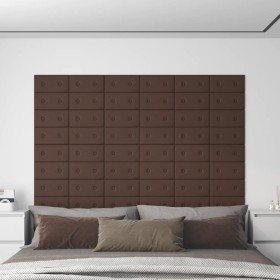 Wall panels 12 pcs brown synthetic leather 30x15 cm 0.54 m² by vidaXL, Wall covering - Ref: Foro24-343973, Price: 24,36 €, Di...