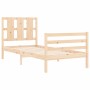 Bed frame with solid wood headboard 90x200 cm by vidaXL, Beds and slatted bases - Ref: Foro24-3194101, Price: 102,40 €, Disco...