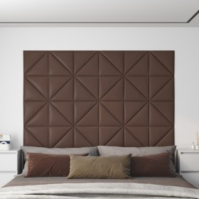 Wall panels 12 pcs brown synthetic leather 30x30 cm 0.54 m² by vidaXL, Wall covering - Ref: Foro24-343945, Price: 27,99 €, Di...