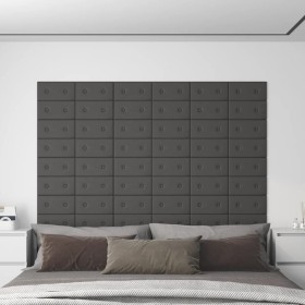 Wall panels 12 pcs gray synthetic leather 30x15 cm 0.54 m² by vidaXL, Wall covering - Ref: Foro24-343970, Price: 19,03 €, Dis...