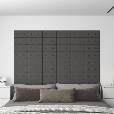 Wall panels 12 pcs gray synthetic leather 30x15 cm 0.54 m² by vidaXL, Wall covering - Ref: Foro24-343970, Price: 19,03 €, Dis...