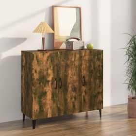 Smoked oak engineered wood sideboard 90x34x80 cm by vidaXL, Sideboards - Ref: Foro24-817462, Price: 65,99 €, Discount: %