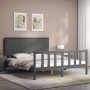 Estructura de cama matrimonio con cabecero madera maciza gris de vidaXL, Camas y somieres - Ref: Foro24-3193408, Precio: 173,...