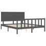 Estructura de cama matrimonio con cabecero madera maciza gris de vidaXL, Camas y somieres - Ref: Foro24-3193408, Precio: 173,...