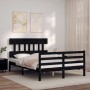 Bed frame with black solid wood headboard 120x200 cm by vidaXL, Beds and slatted bases - Ref: Foro24-3195155, Price: 155,27 €...