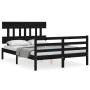 Bed frame with black solid wood headboard 120x200 cm by vidaXL, Beds and slatted bases - Ref: Foro24-3195155, Price: 155,27 €...