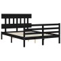 Bed frame with black solid wood headboard 120x200 cm by vidaXL, Beds and slatted bases - Ref: Foro24-3195155, Price: 155,27 €...