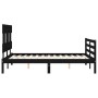 Bed frame with black solid wood headboard 120x200 cm by vidaXL, Beds and slatted bases - Ref: Foro24-3195155, Price: 155,27 €...