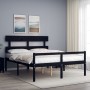 Bed frame with black solid wood headboard 160x200 cm by vidaXL, Beds and slatted bases - Ref: Foro24-3195365, Price: 153,99 €...