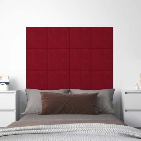 Wall panels 12 pcs red velvet 30x30 cm 1.08 m² by vidaXL, Wall covering - Ref: Foro24-344046, Price: 28,05 €, Discount: %