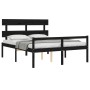 Bed frame with black solid wood headboard 160x200 cm by vidaXL, Beds and slatted bases - Ref: Foro24-3195365, Price: 153,99 €...