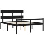 Bed frame with black solid wood headboard 160x200 cm by vidaXL, Beds and slatted bases - Ref: Foro24-3195365, Price: 153,99 €...