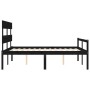 Bed frame with black solid wood headboard 160x200 cm by vidaXL, Beds and slatted bases - Ref: Foro24-3195365, Price: 153,99 €...