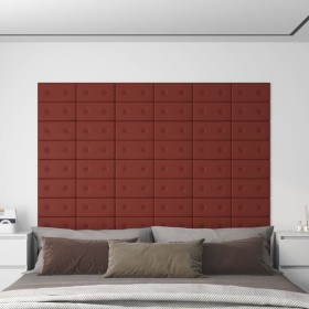 Paneles pared 12 uds cuero sintético rojo tinto 30x15 cm 0,54m² de vidaXL, Recubrimiento de paredes - Ref: Foro24-343972, Pre...