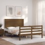 Estructura cama y cabecero madera maciza marrón miel 140x200 cm de vidaXL, Camas y somieres - Ref: Foro24-3195224, Precio: 15...