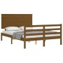 Estructura cama y cabecero madera maciza marrón miel 140x200 cm de vidaXL, Camas y somieres - Ref: Foro24-3195224, Precio: 15...