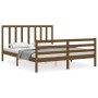 Honey brown wooden bed frame with headboard 160x200 cm by vidaXL, Beds and slatted bases - Ref: Foro24-3193804, Price: 167,99...